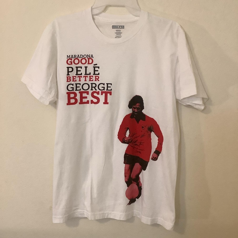George Best Good Better Best Soccer United Women’s Medium Soccer T-shirt White